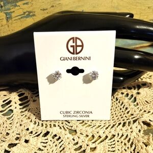 💎NWT MACY'S GIANI BERNINI STERLING SILVER CUBIC ZIRCONIA STUD EARRINGS
